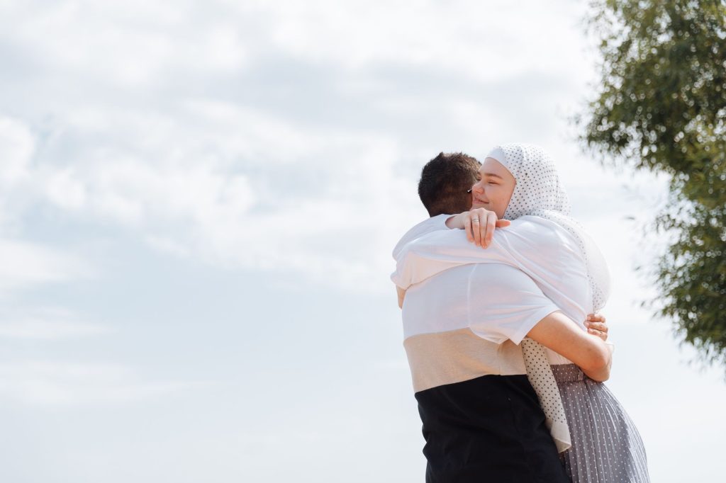 Couple embracing